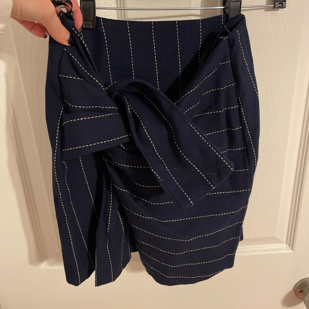 NWT JOA navy blue and white pinstripe mini skirt